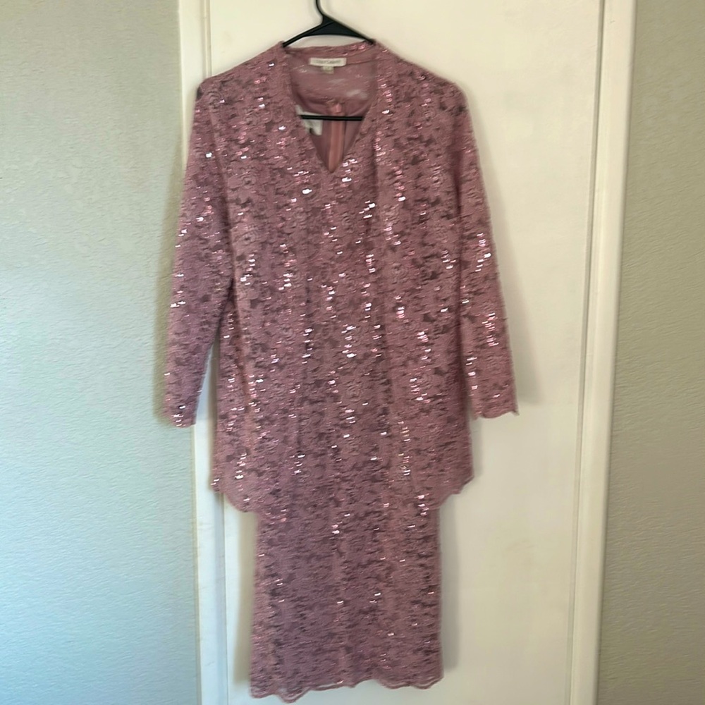 Oleg Cassini light pink formal dress with jacket. Size 4